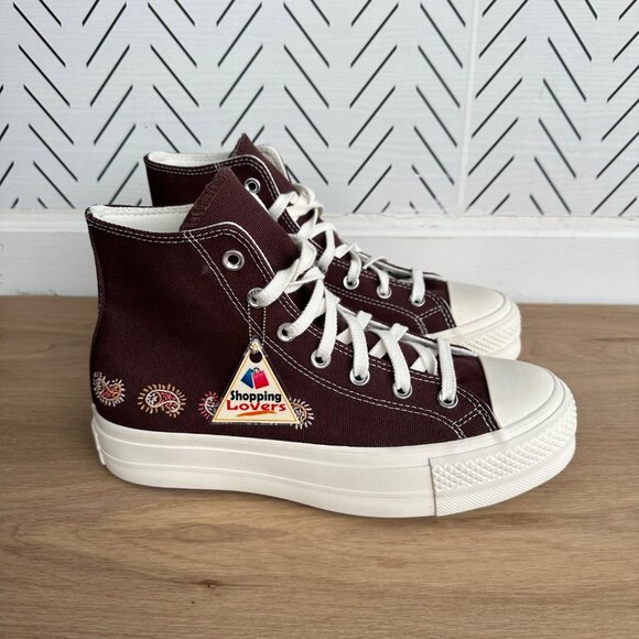 ⭐Converse Chuck Taylor Lift Platform Embroidered Sz 6 Womens Shoes Brown A08174C - Picture 11 of 14